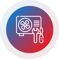 Icon of air conditioning repair with tools.
