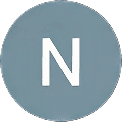 Letter N on gray circle background