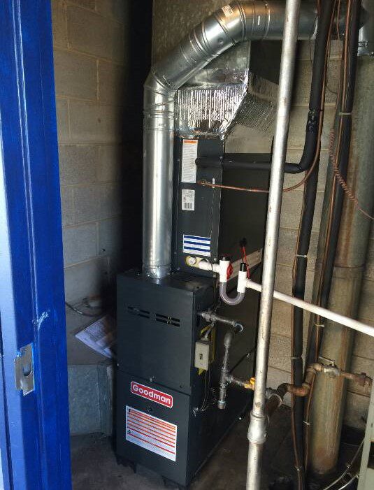 New Goodman furnace installed for reliable residential furnace repair and heating service in Edgewater MD.