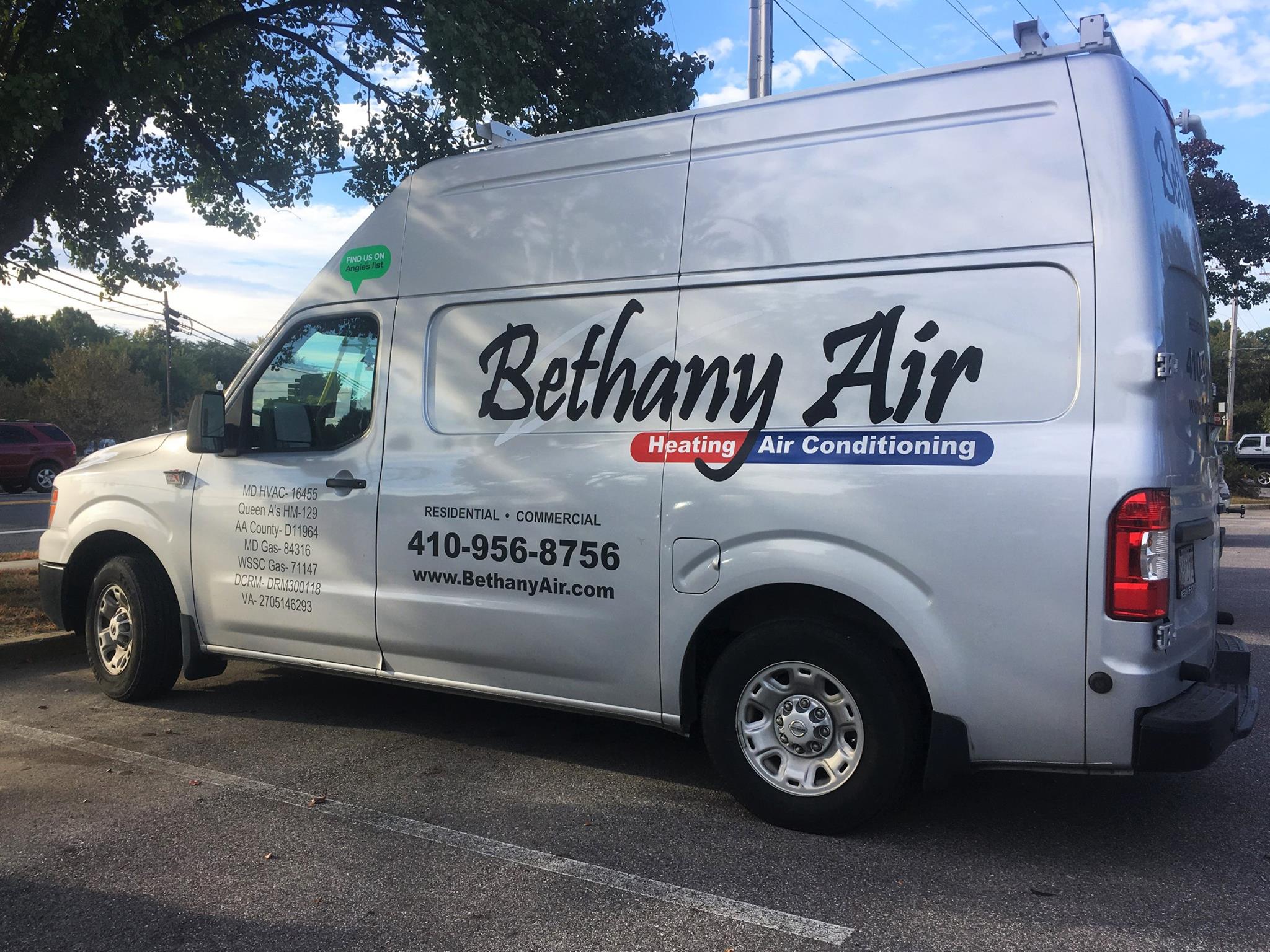 Bethany Air HVAC service van for thermostat installation in Edgewater MD