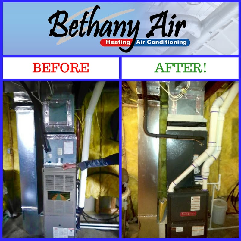Before and after comparison of an HVAC system replacement by Bethany Air in Annapolis, MD.